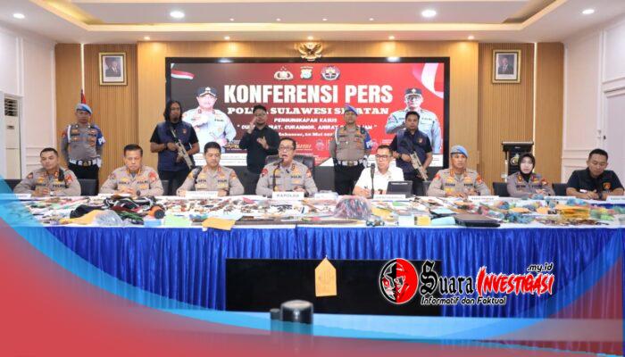 Kapolda Sulsel Pimpin Konferensi Pers, Ratusan Pelaku Kejahatan Jalanan Berhasil Diungkap